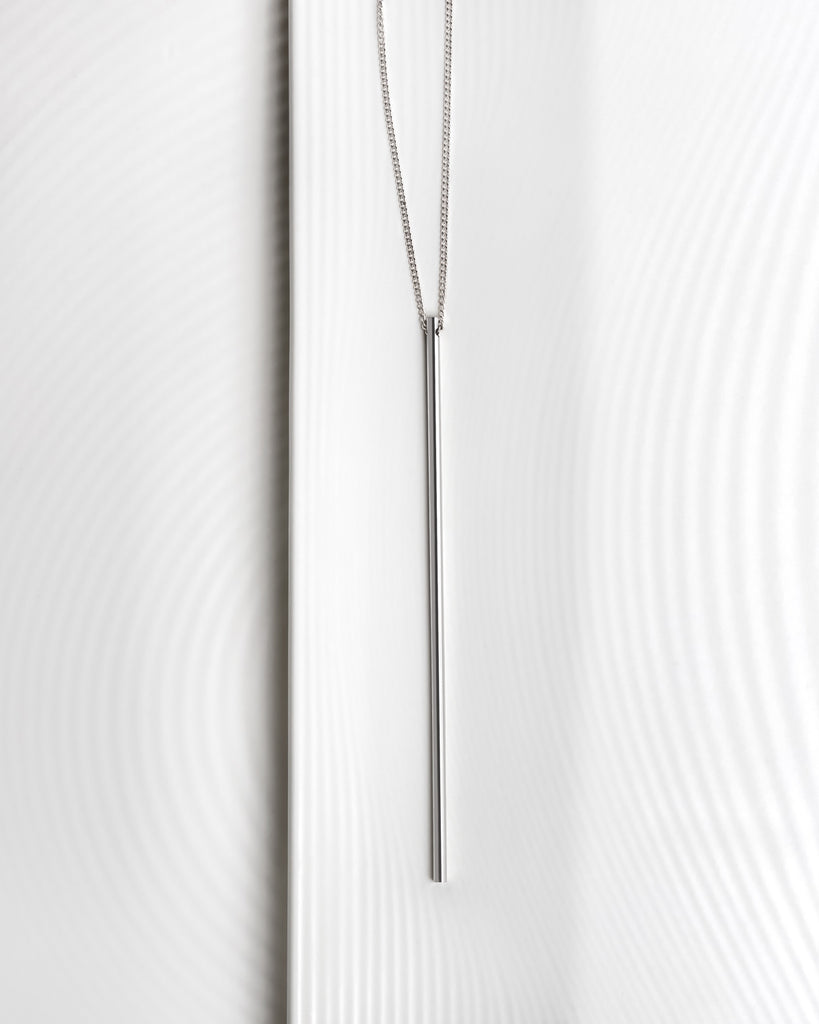 Contemporary statement long tube necklace.